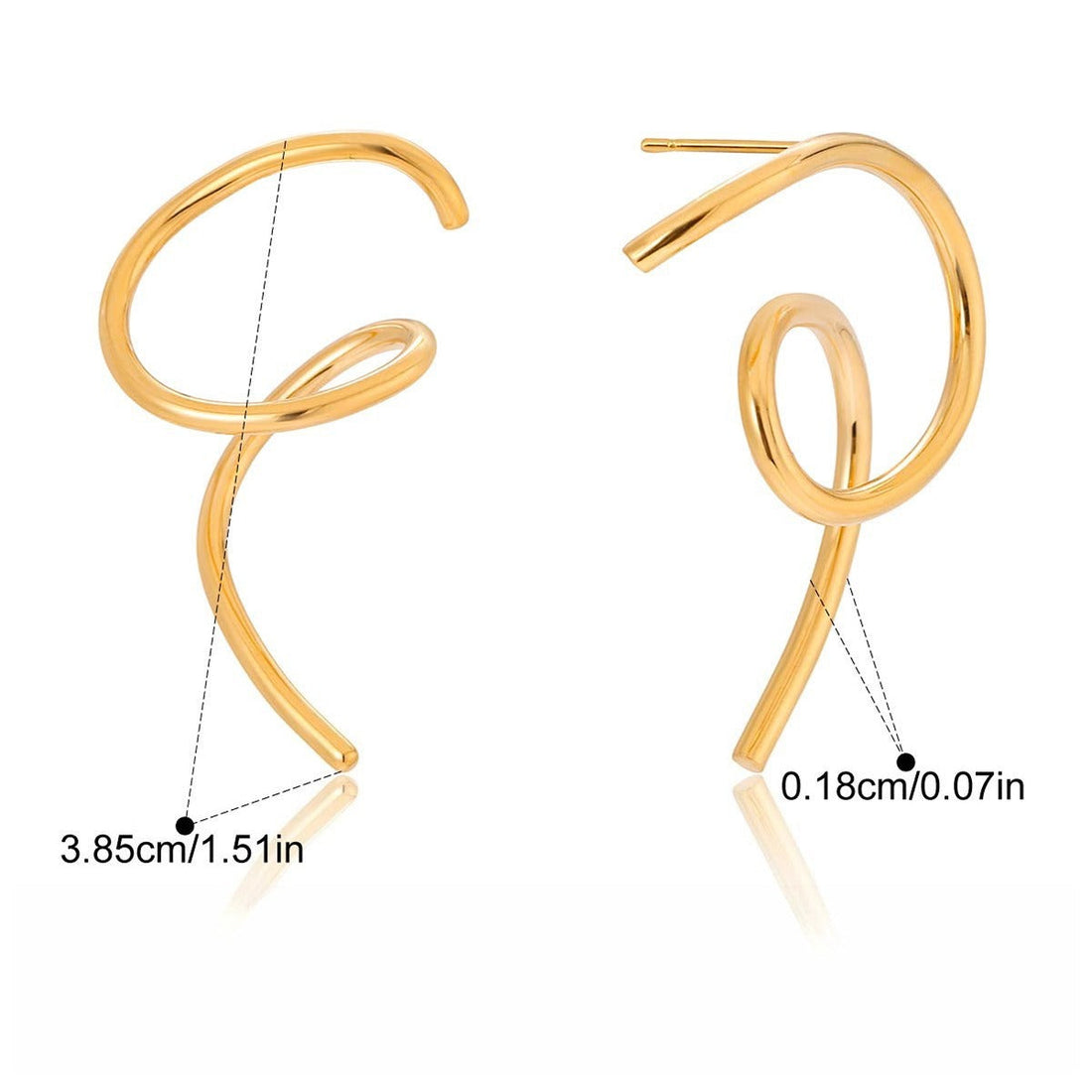 Modern irregular line stud earrings made of 18K gold-finished titanium steel