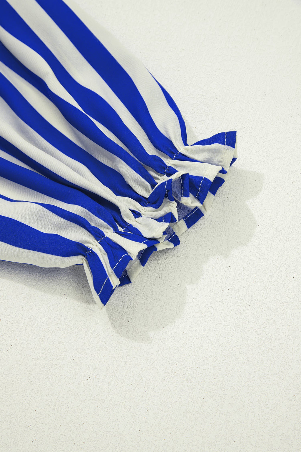 Stripe Balloon Sleeve Loose Button-Up Shirt