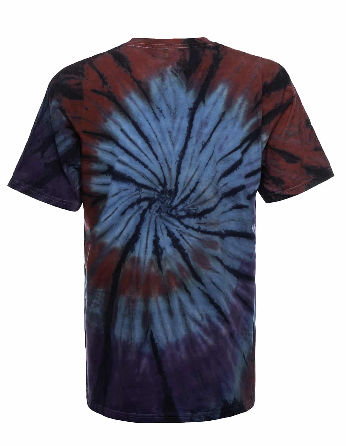 Boho Spiral Tie-Dye Short Sleeve T-Shirt Blue and Red - Image 3