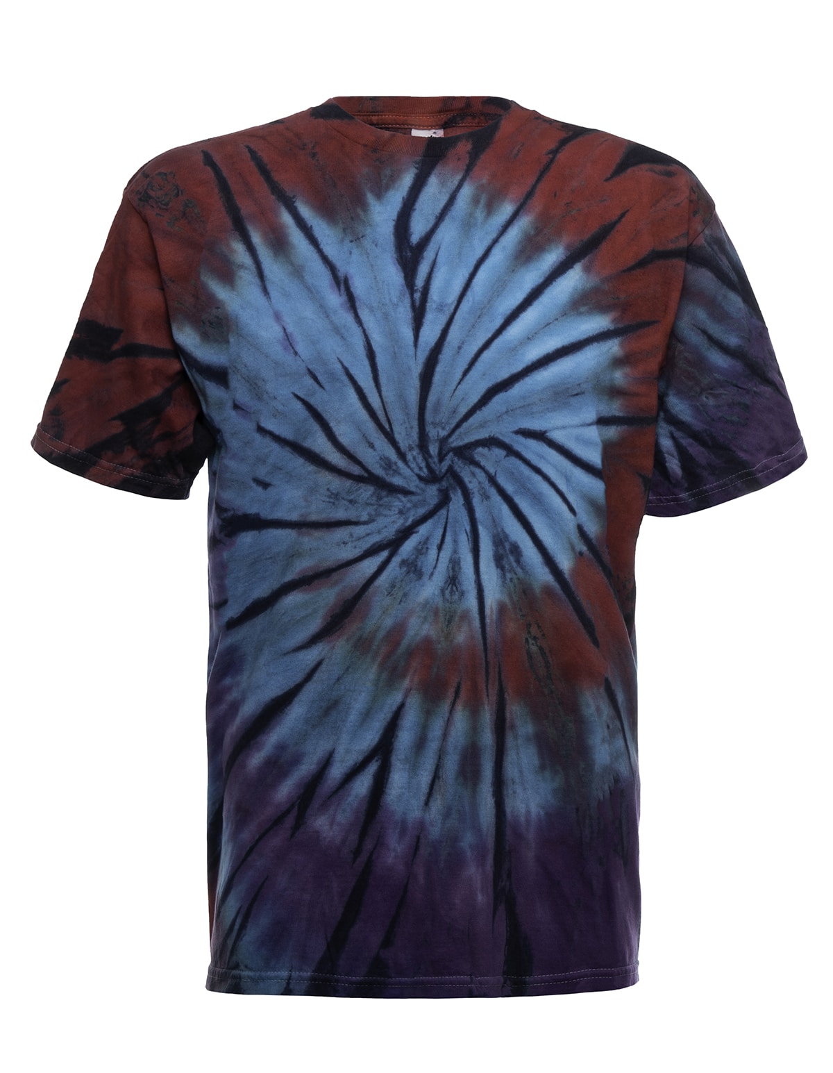 Boho Spiral Tie-Dye Short Sleeve T-Shirt Blue and Red - Image 2