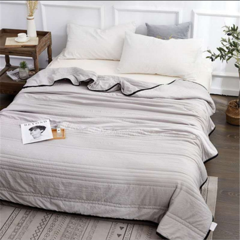 Modern Minimalist Cooling Summer Quilt - Lightweight Seersucker Throw