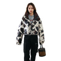 Harajuku Cow Print Long White Duck Down Puffer Coat for Women - Image 6