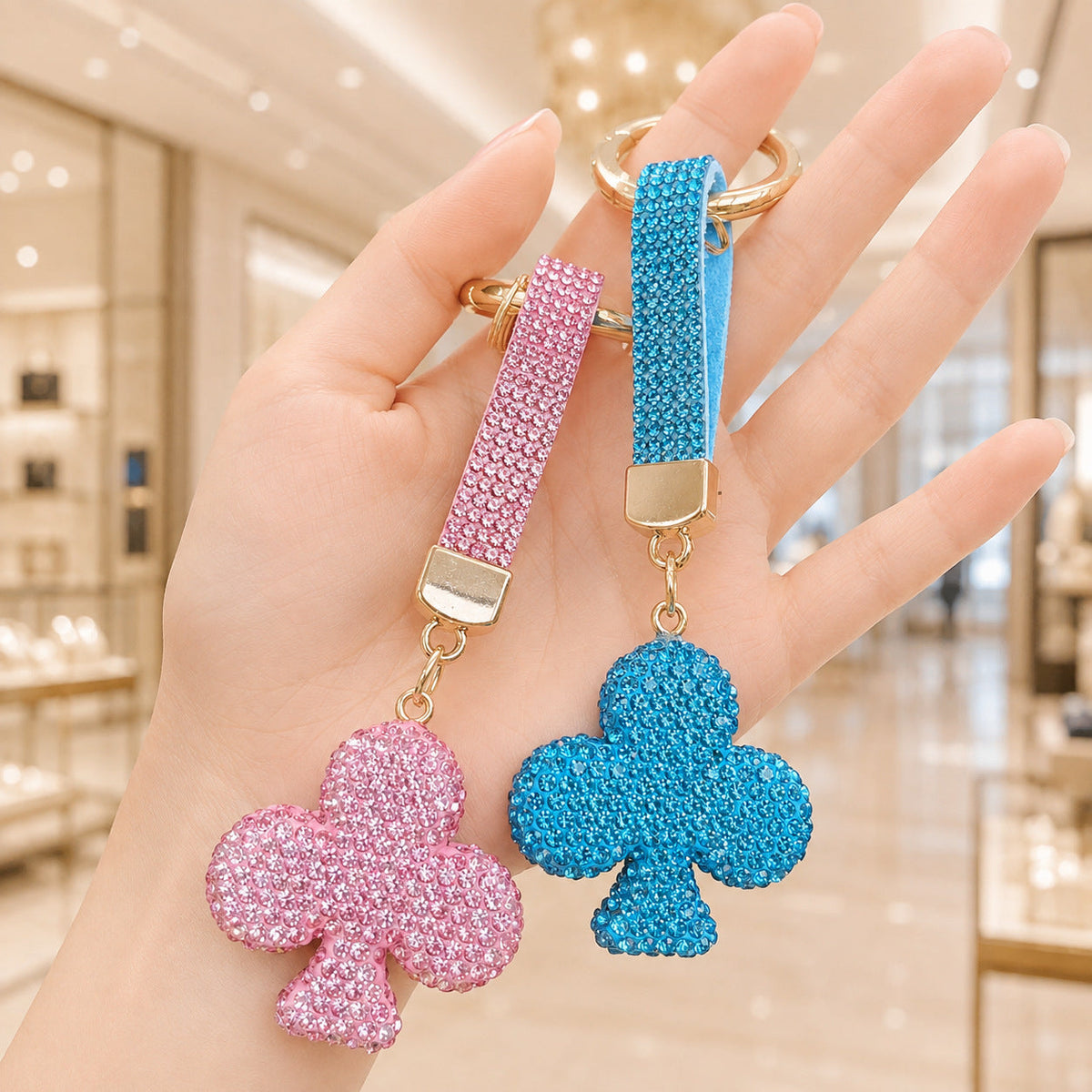 Porcelain Clay Full-diamond Plum Blossom Keychain