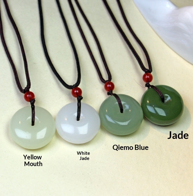 Hetian Jade Peace Pendant Buckle Necklace