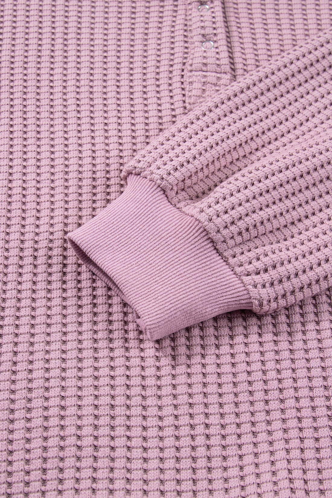 Solid Textured Knit Snap Button Collar Top