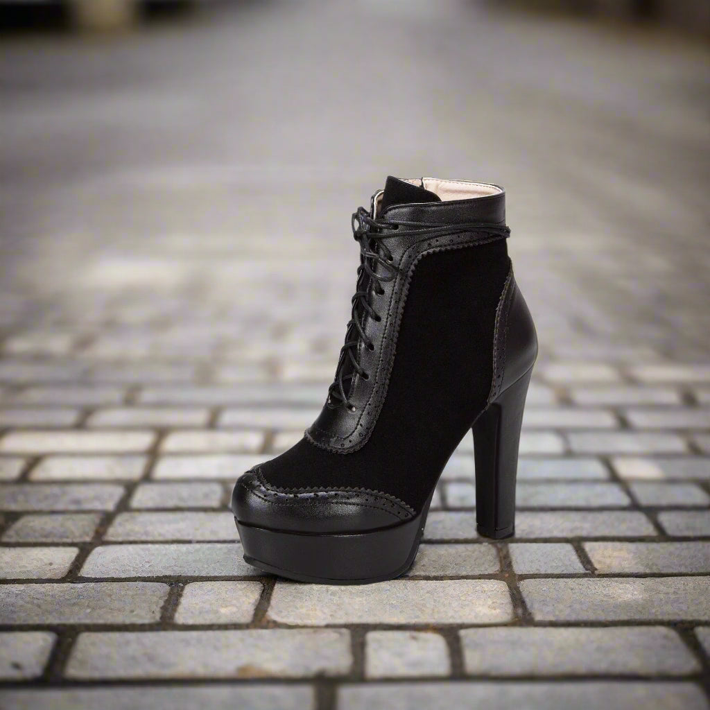 Women's Lace-Up Platform High Heel Ankle Boots