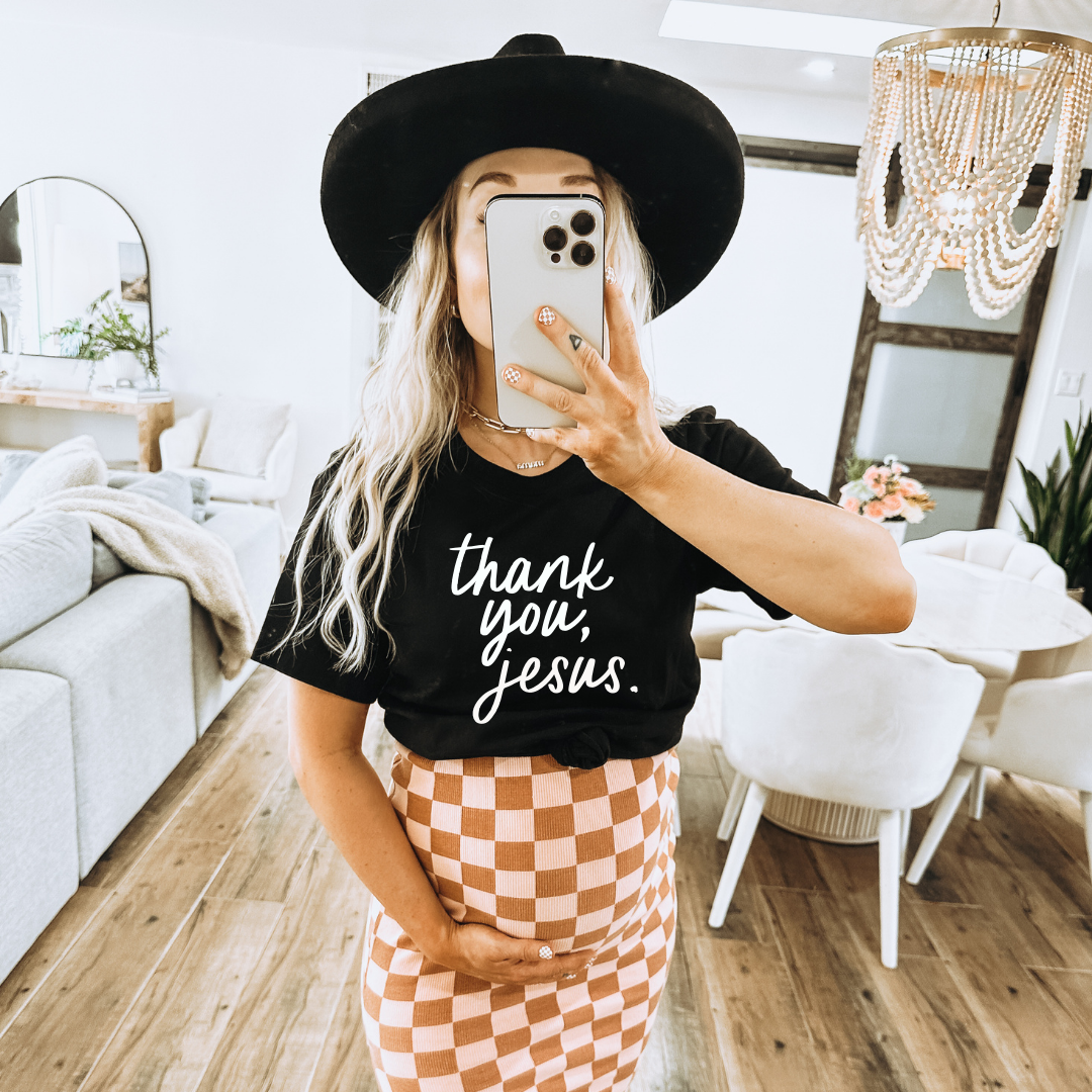 Thank You Jesus Graphic Tee - Minimalist Casual Cotton T-Shirt