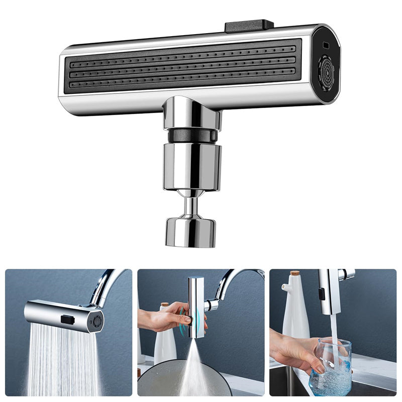 Modern metallic kitchen faucet extension with waterfall and spray modes
