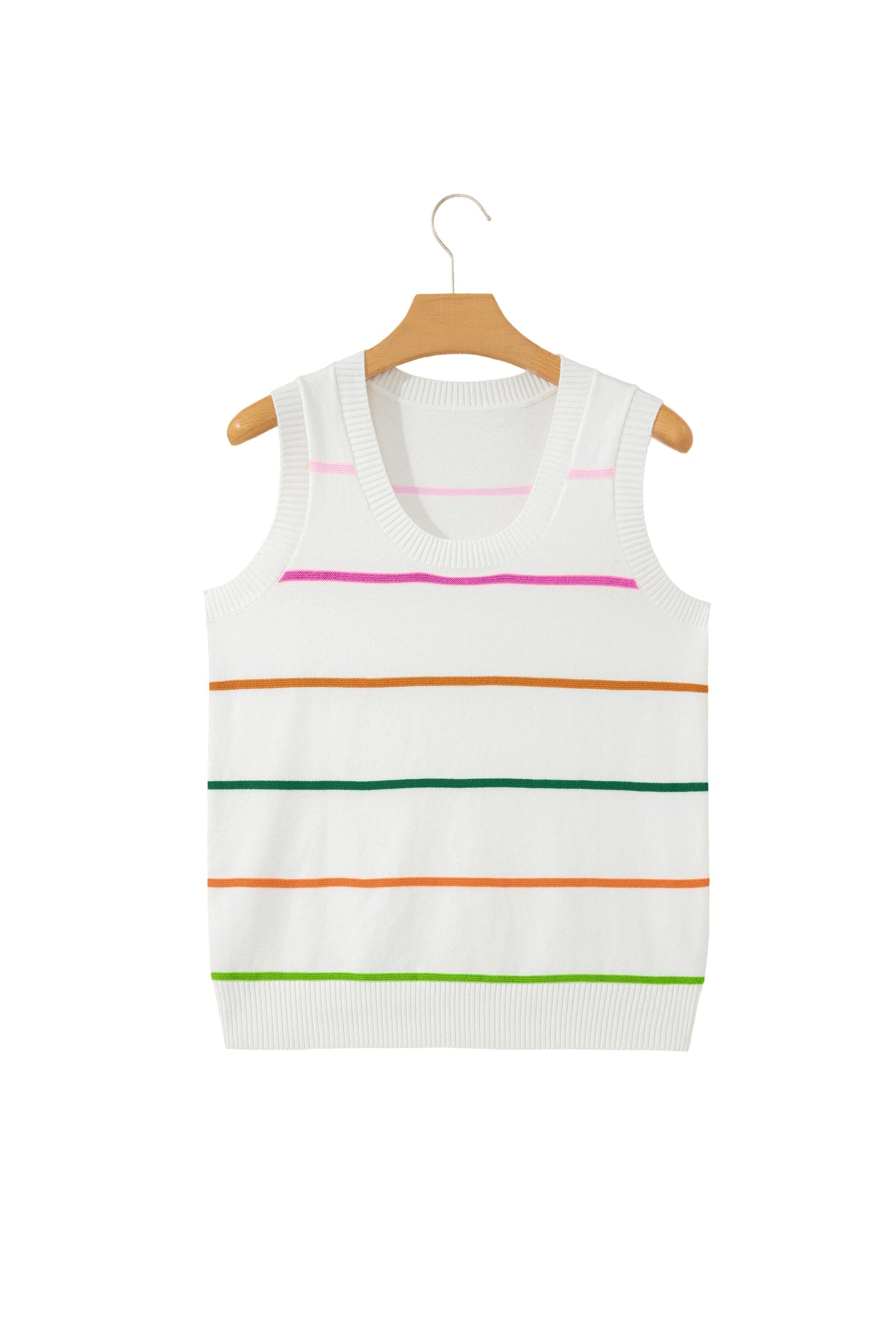 Soraya Multi-Color Striped Ribbed Knit Sweater Tank
