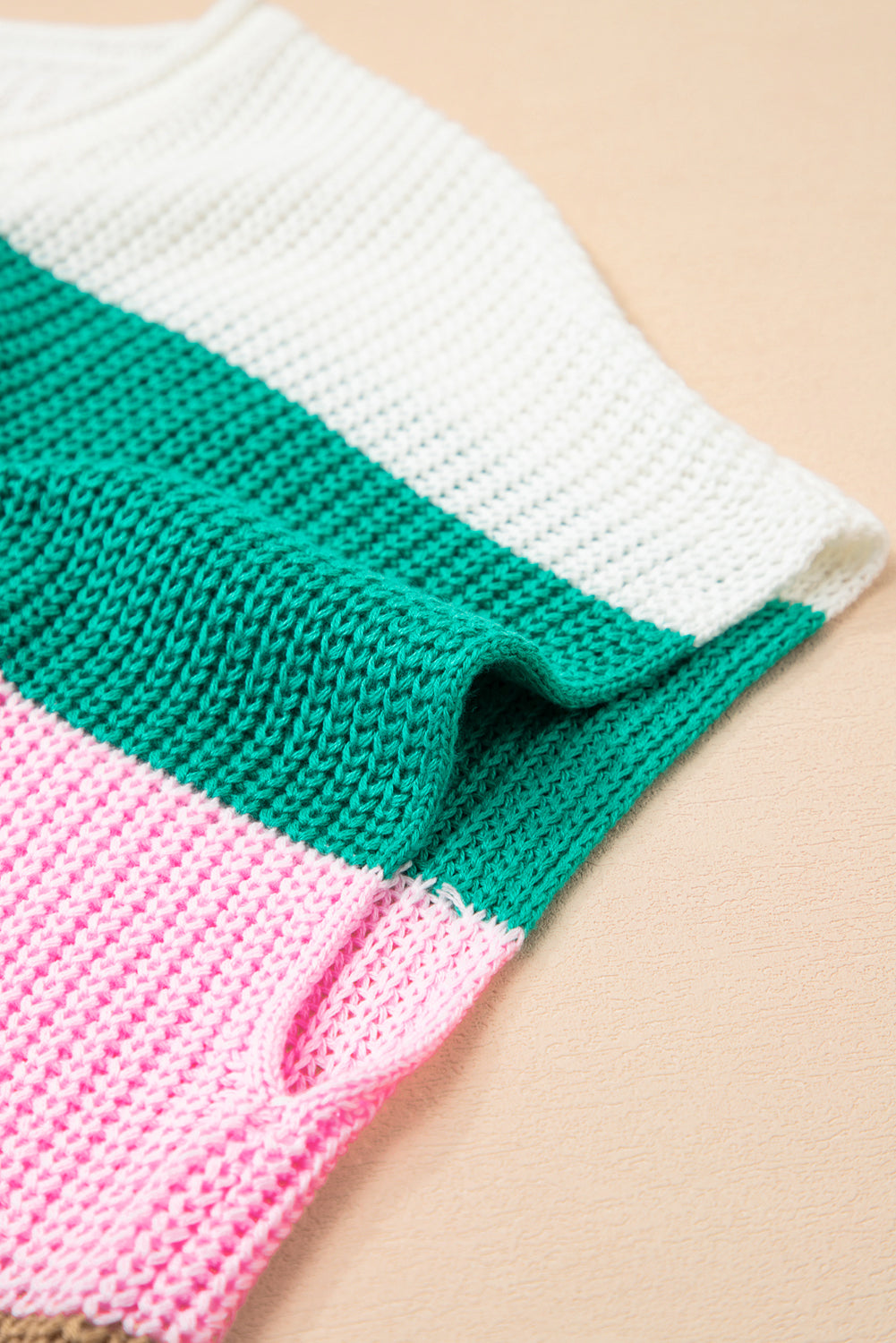 Plus Size Stripe Colorblock V-Neck Sweater