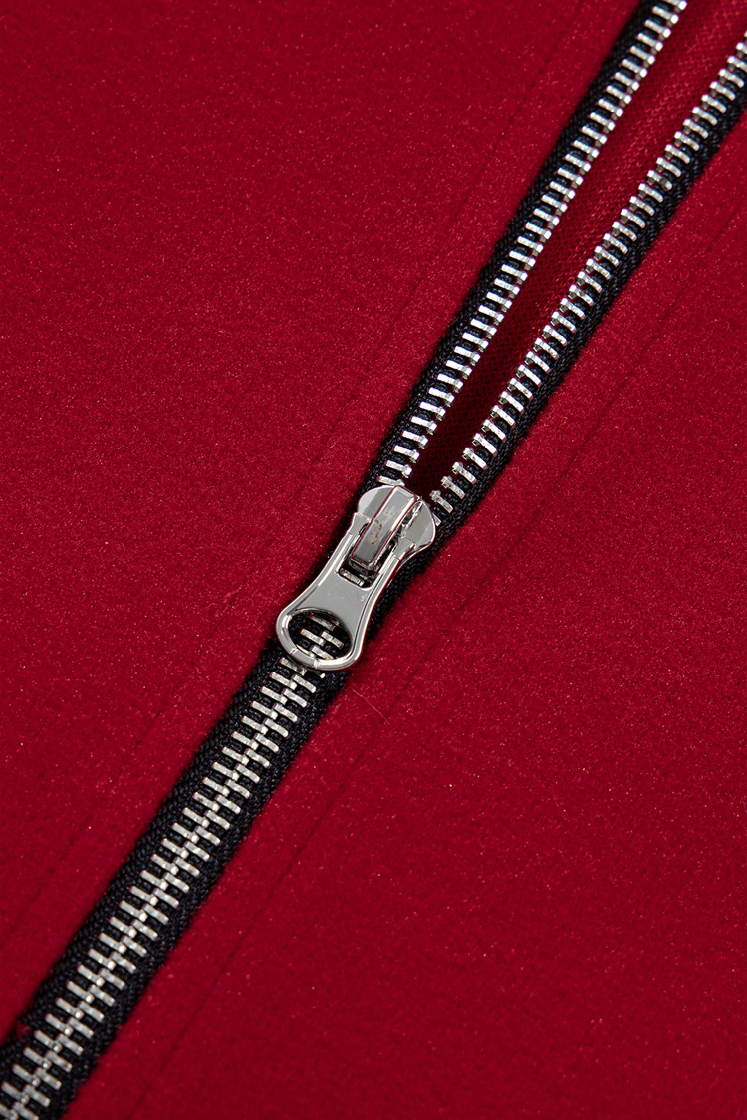 Racing Red Contrast Cuffed Drop Shoulder Zip up Tunic Hoodie