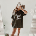 Minimalist Thank You Jesus graphic t-shirt for women, available in black and white.