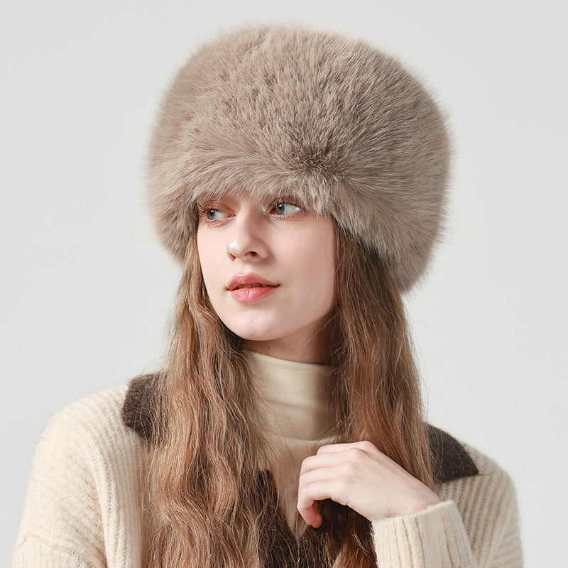 Women Plush Faux Fur Bucket Hat Winter Warm Northeast Style - Image 5