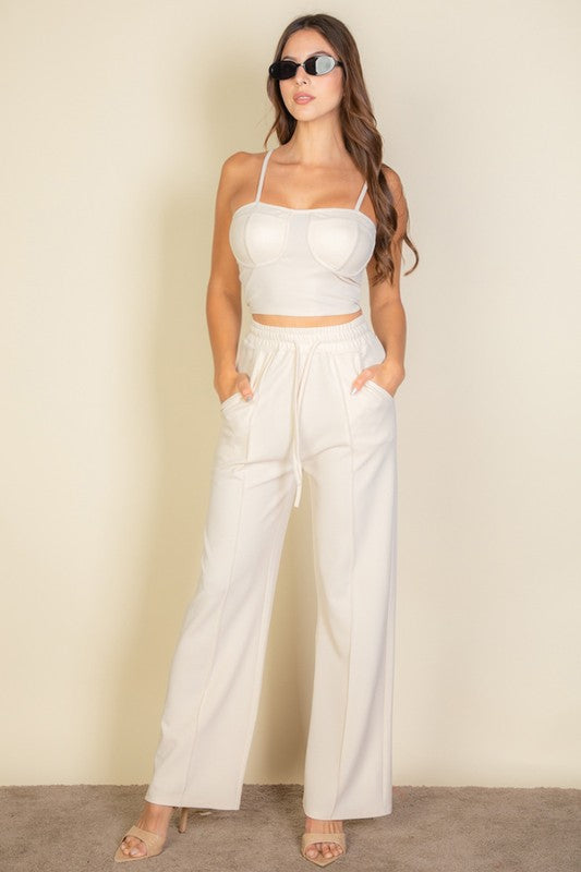 Bustier Cami Top & Slant Straight Pants Set