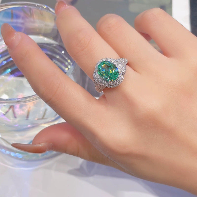 Resort-style Versatile Blue-green Zircon Open Ring