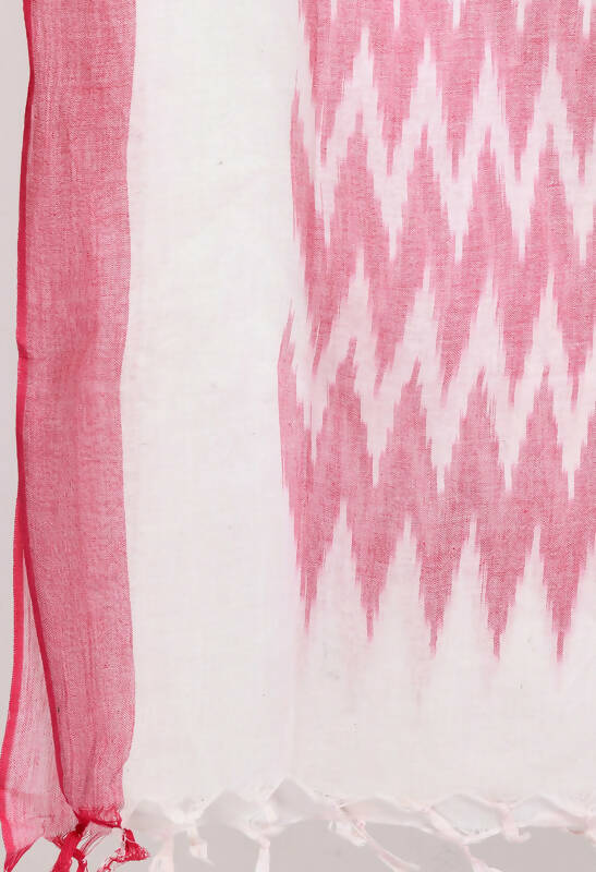 Baby Pink Handloom Cotton Ikkat Dupatta for Girls and Women