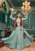 Pista green viscose rayon lehenga choli with elegant festive design