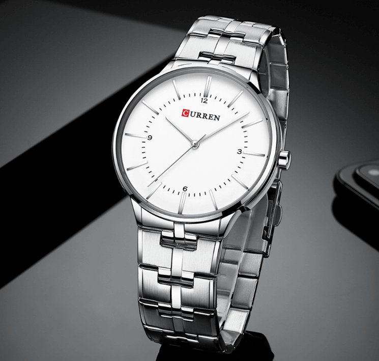 Men's Slim Waterproof Watch with Shining Link Bracelet