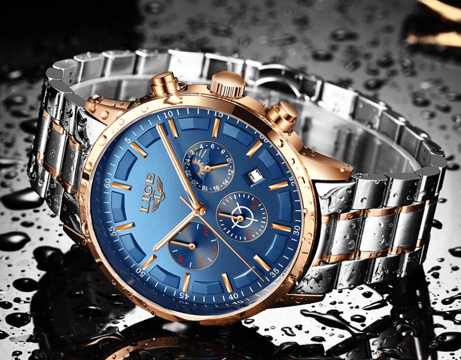 Men's Waterproof Chronograph Watch with Date Display & Luxury Dial