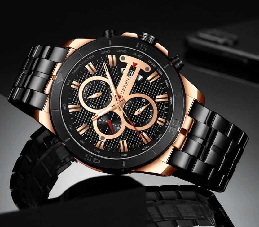 Men's Waterproof Chronograph Luxury Watch with Hardlex Dial