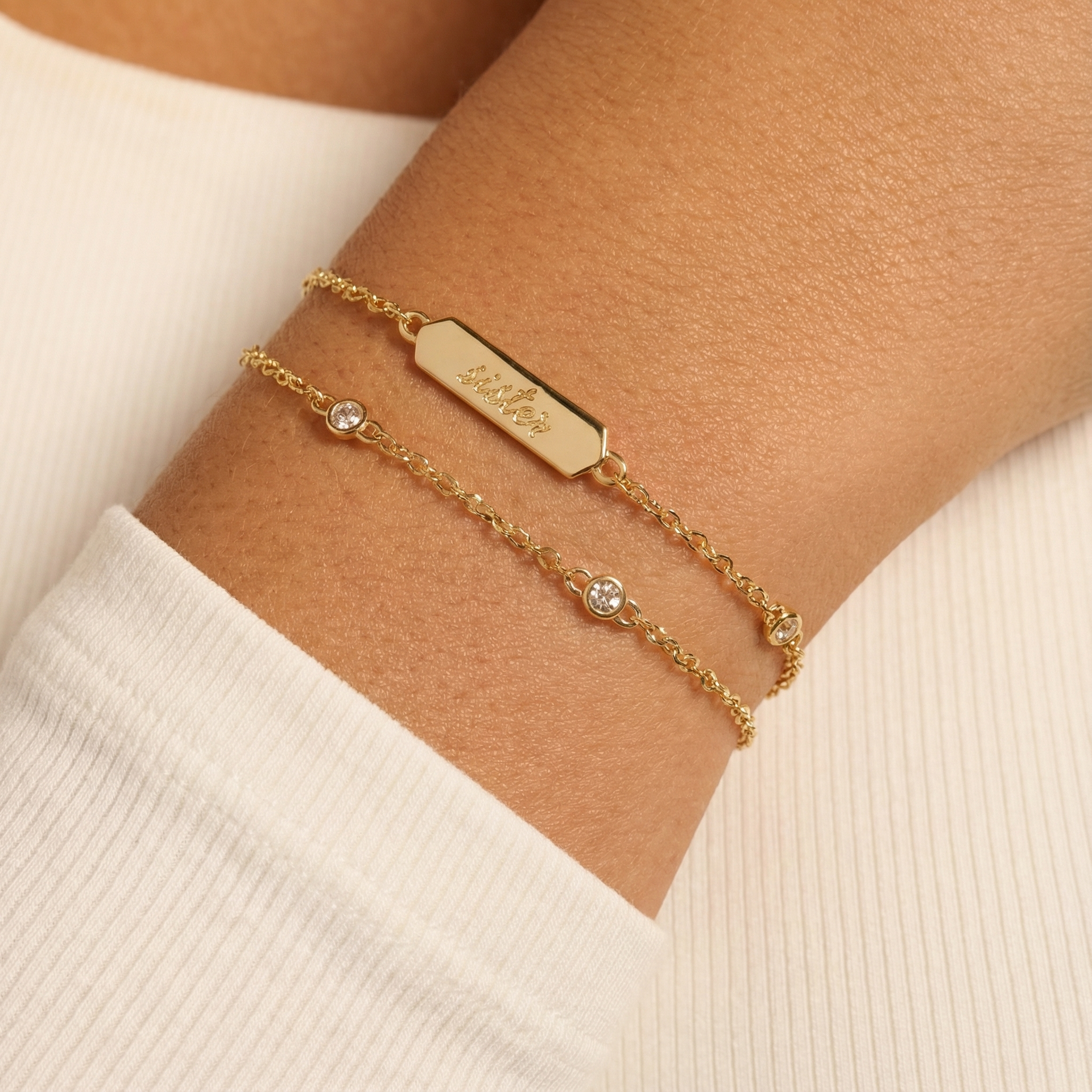Sister Infinity Chain Double Strand Bracelet