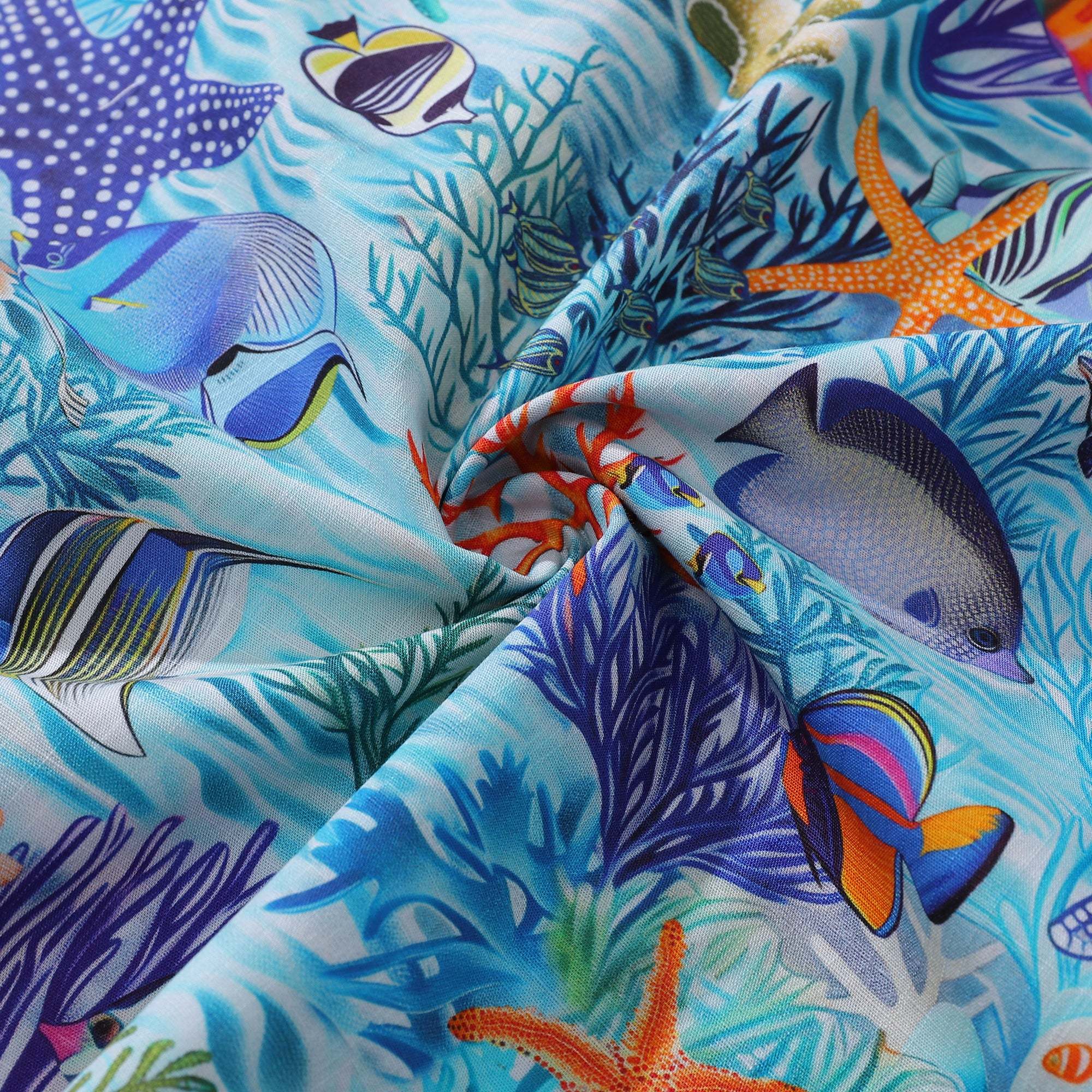 Hawaiian Shirt For Men Underwater Wonderland Button-down Shirt Short Sleeve 100% Cotton Shirt By Cigar