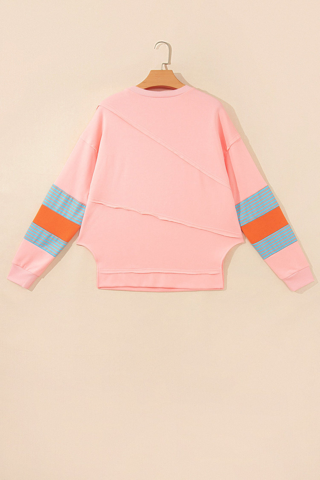 Striped Colorblock Patchwork Long Sleeve Blouse