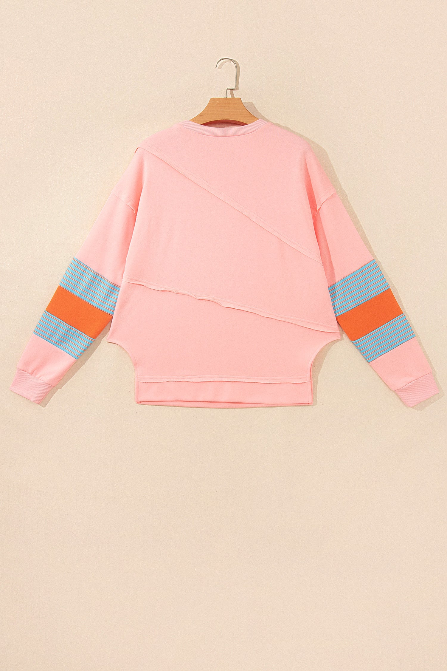 Striped Colorblock Patchwork Long Sleeve Blouse
