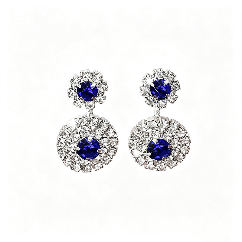 Sparkling Full Rhinestone Flower Drop Earrings, French Vintage Sunflower Stud Earrings Elegant Fashion Ear Jewelry For Women Daily Dating Party