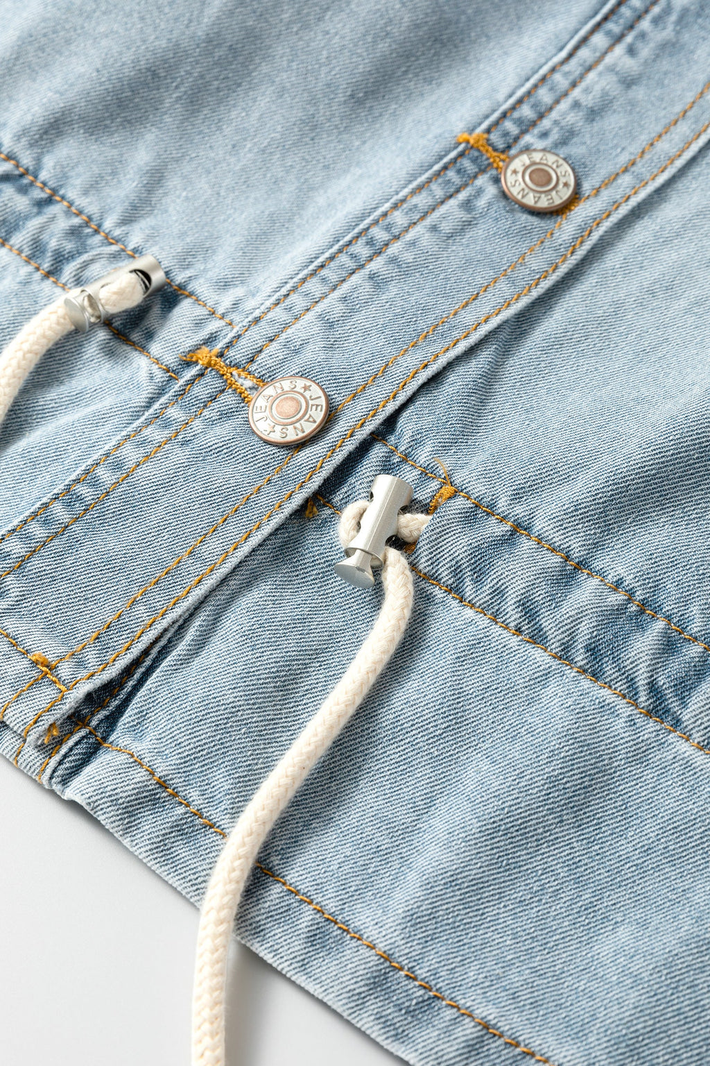 Light Wash Denim Drawcord Hem Jacket