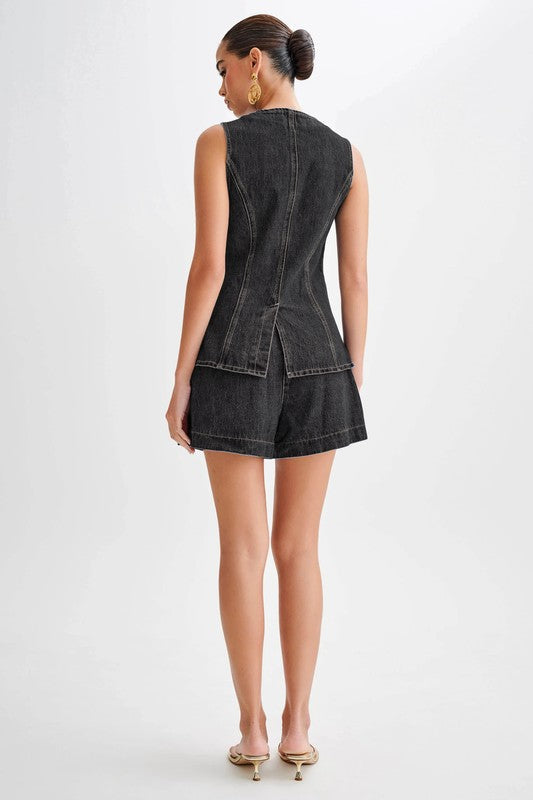 Women's Denim Two-Piece Set Stylish Matching Co-Ord Outfit