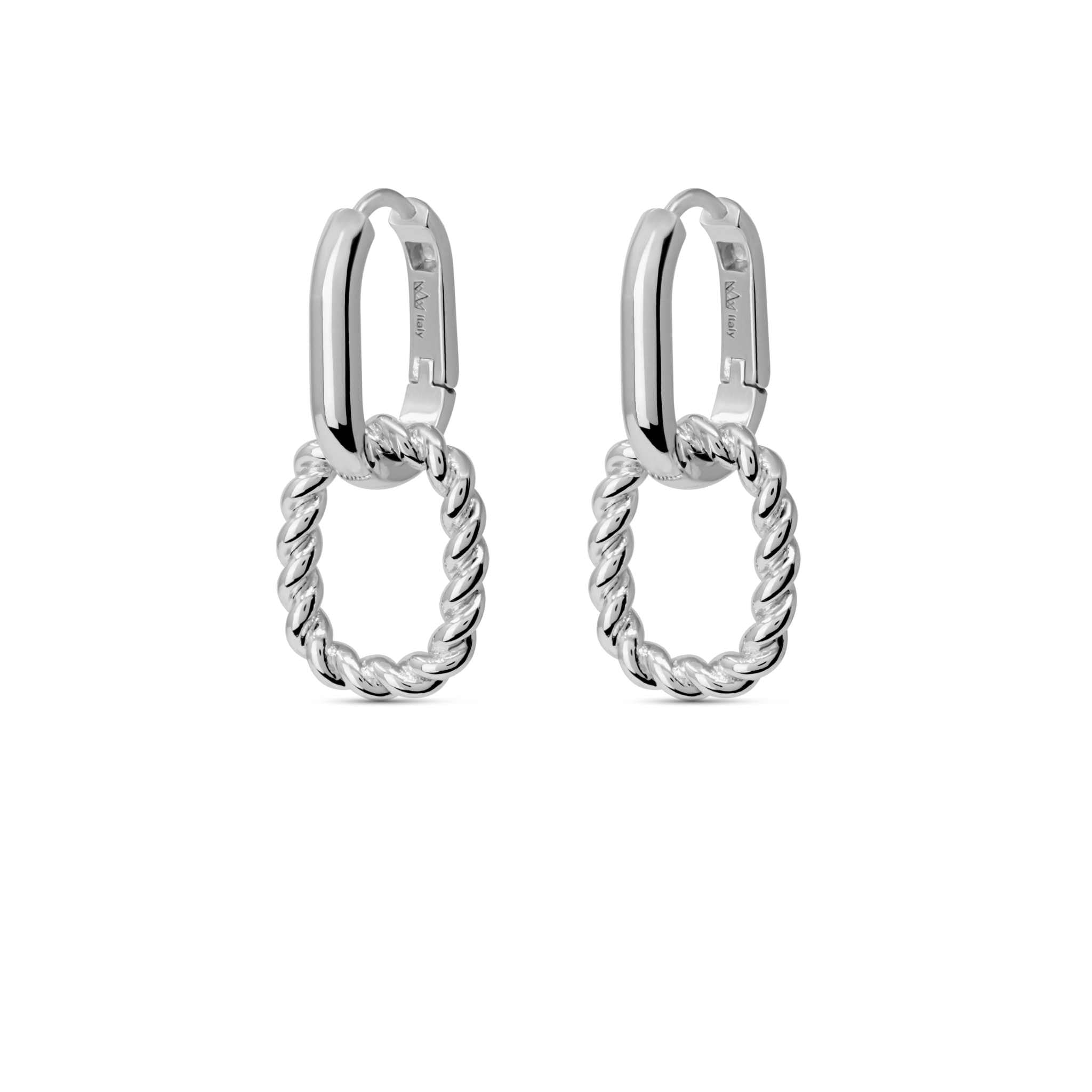 Croissant Link Earrings in Solid 925 Sterling Silver