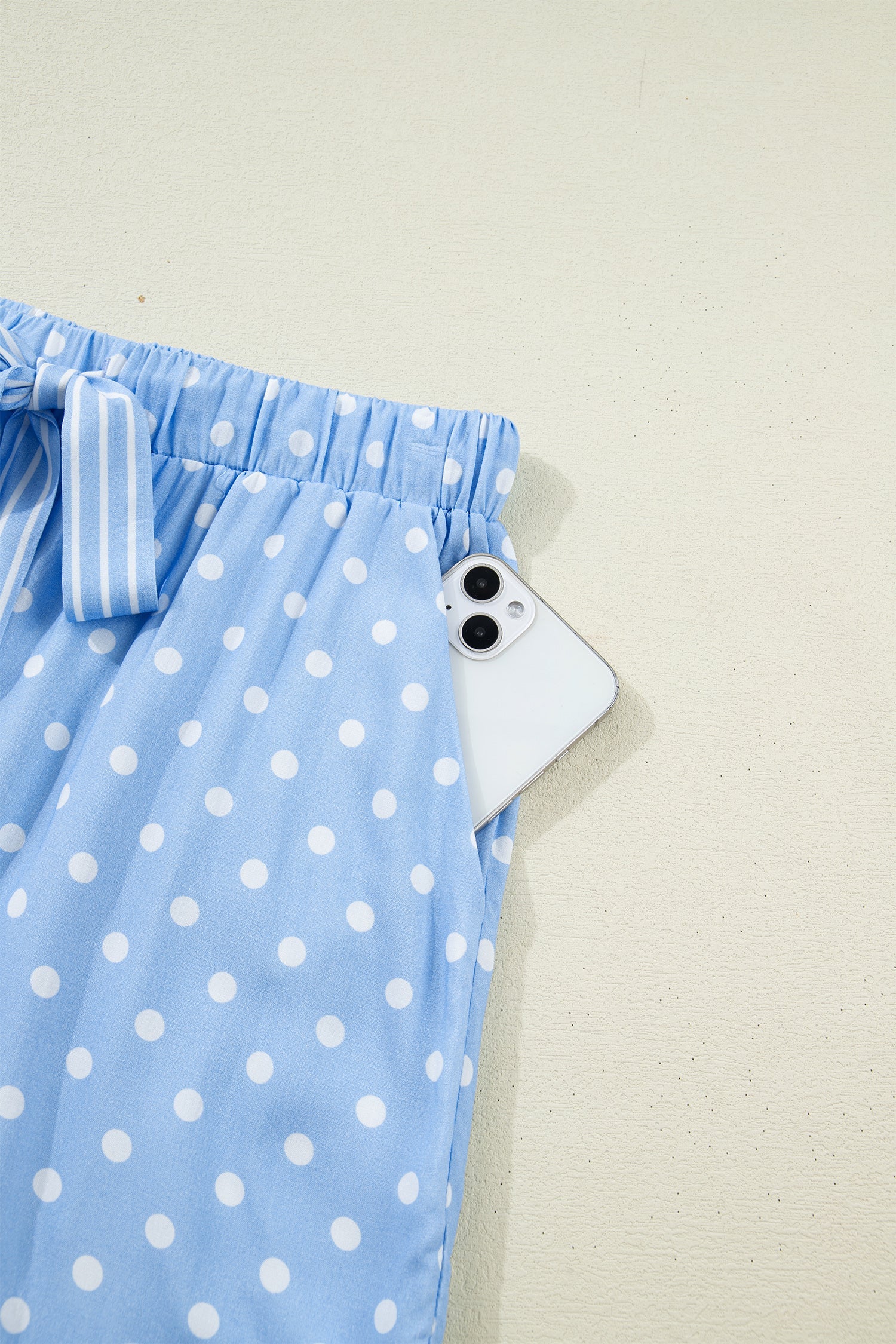 Ila Soft Short Pajama Set: Light Blue Polka Dot Cotton Loungewear
