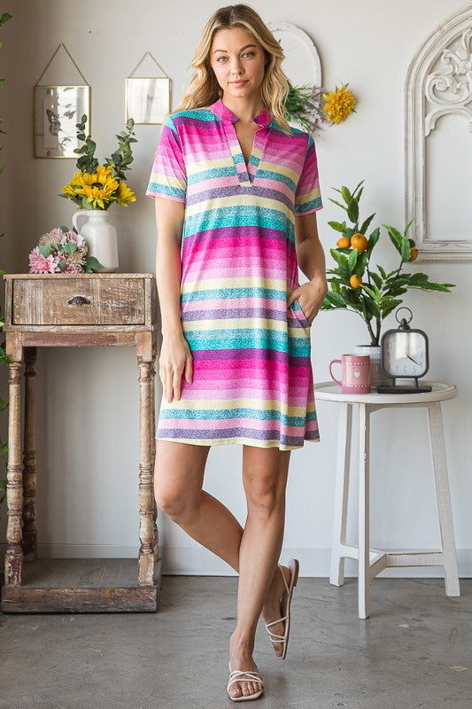 Striped Short Sleeve Mini Tee Dress Casual Summer Essential