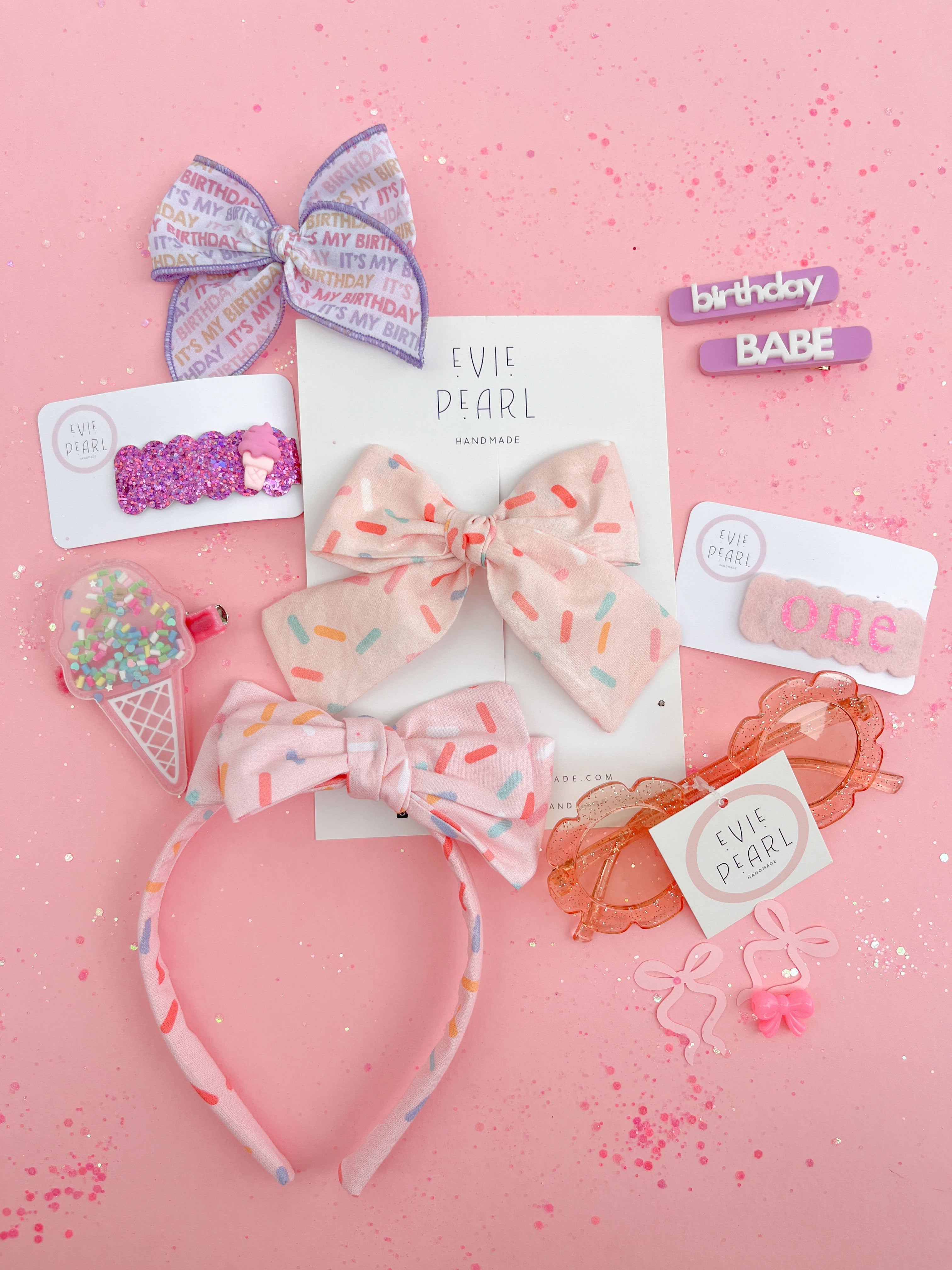 Nine Hot Pink Glitter Snap Clip