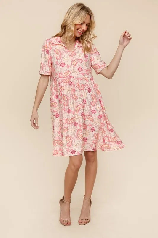 Women's Paisley Print Knit Fit and Flare Dress