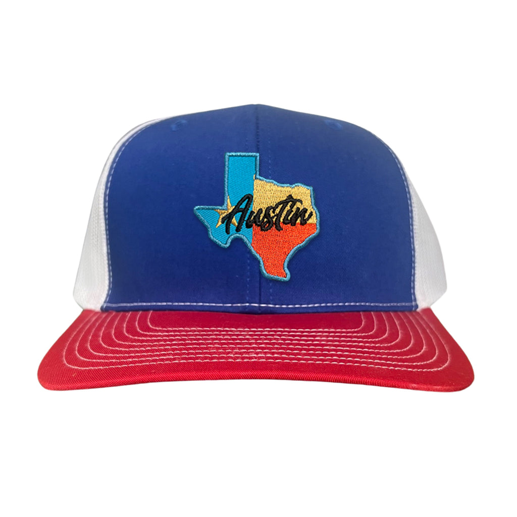 Texas Austin RWB Mesh Snapback Trucker Hat