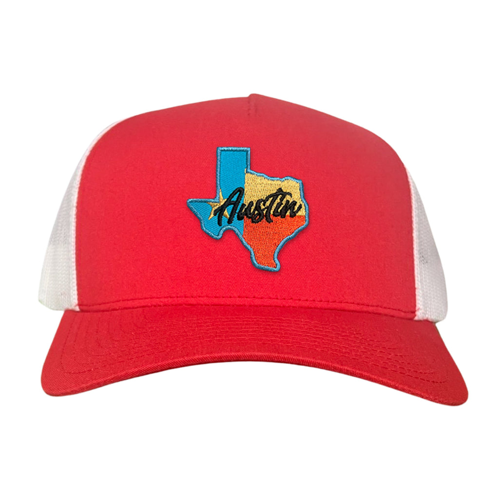 Texas Austin RWB Mesh Snapback Trucker Hat