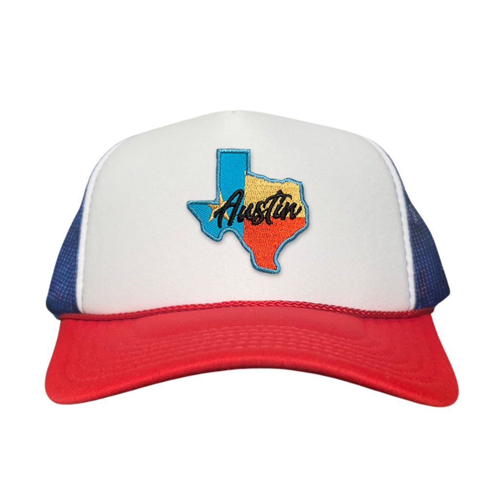 Texas Austin RWB Mesh Snapback Trucker Hat