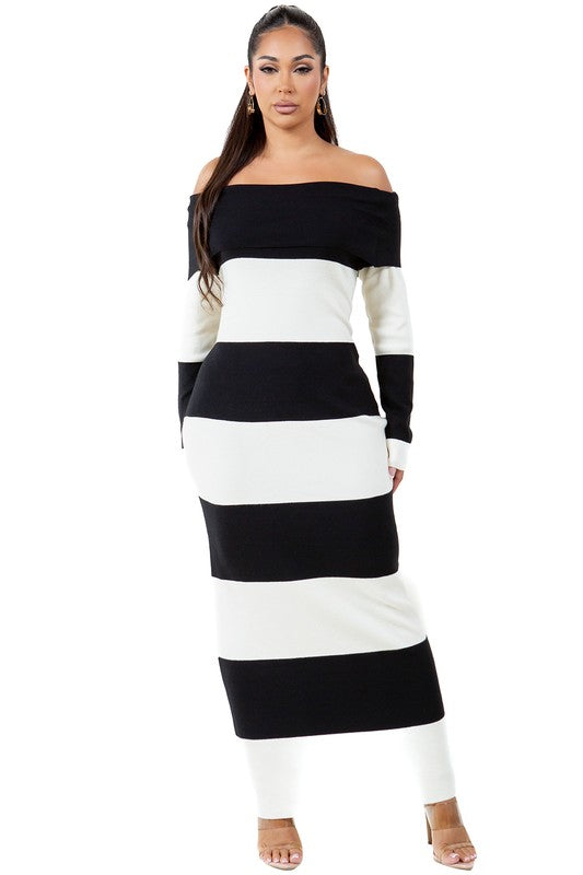 Women's long maxi knit dress in a flowing, comfortable silhouette.