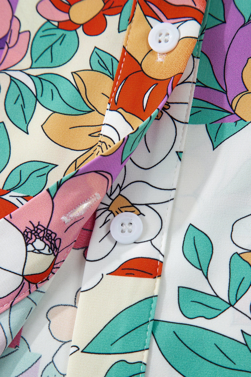 Pink Floral Patchwork Frilly Long Sleeve Shirt