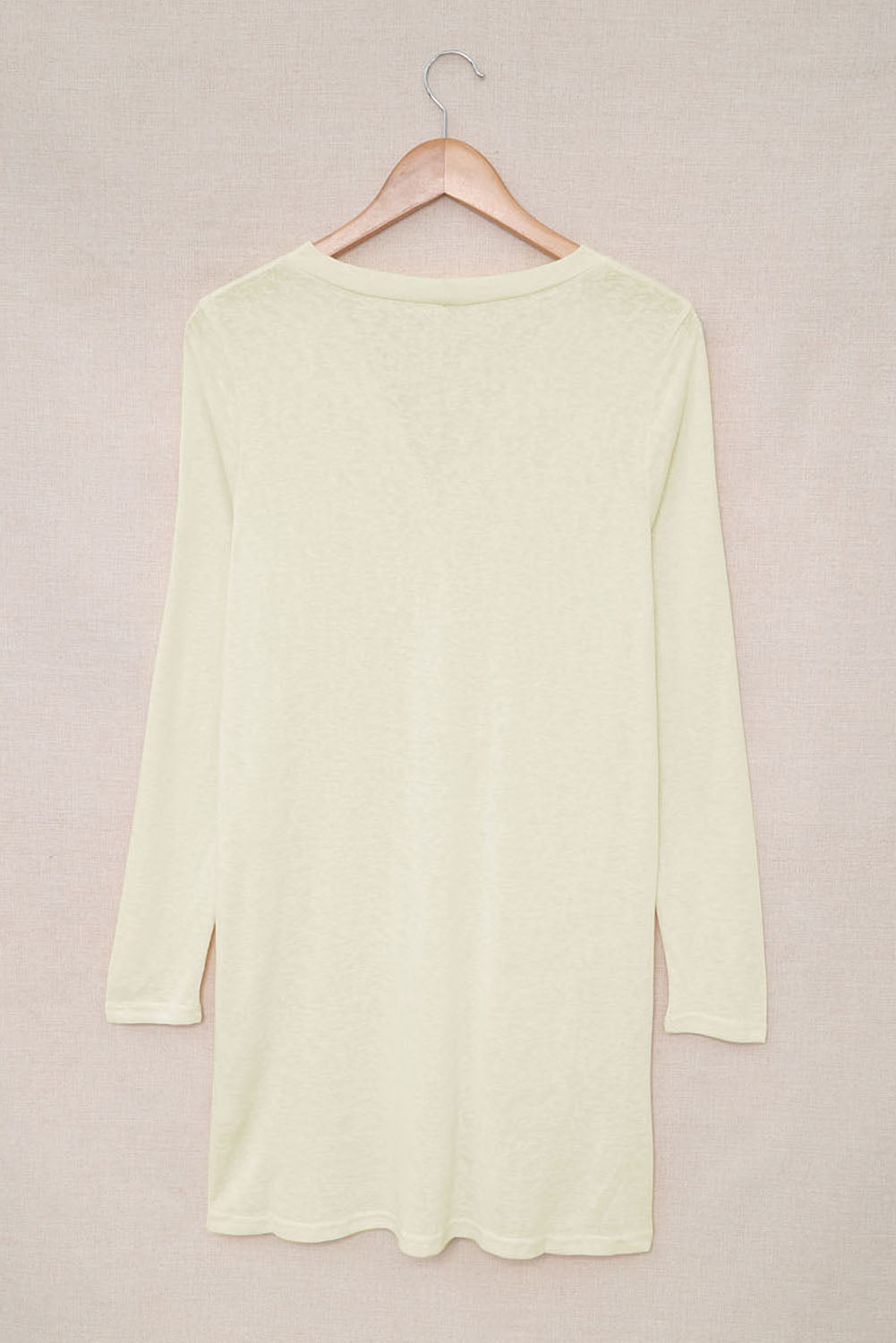 White Longline Open-Front Buttoned Cardigan - Lightweight Knit