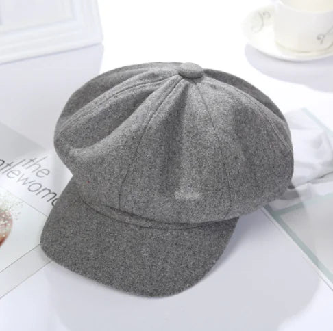 Octagonal Woolen Beret Hat for Casual Wear
