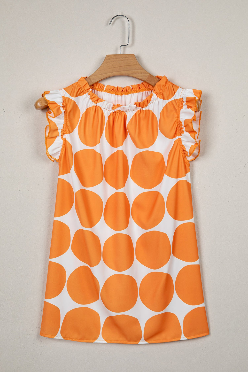 Nayeli Frilled Shift Tank Top - Orange & White Polka Dot