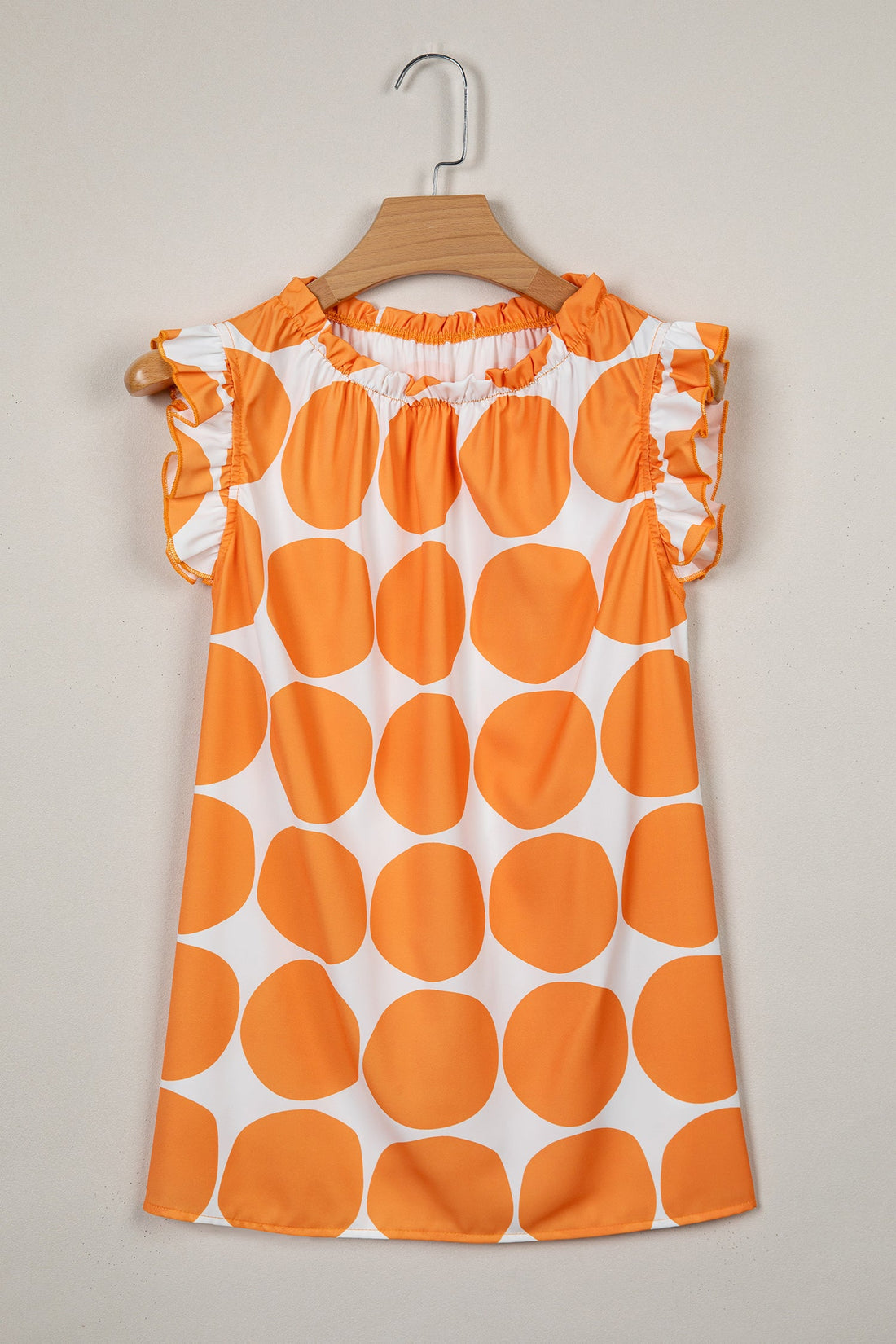 Nayeli Frilled Shift Tank Top - Orange & White Polka Dot