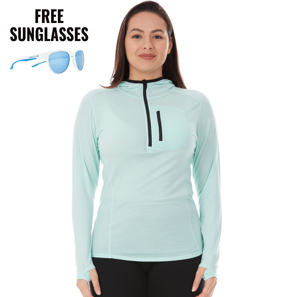 Women's 1/4 Zip Merino Sun Hoodie - Microweight