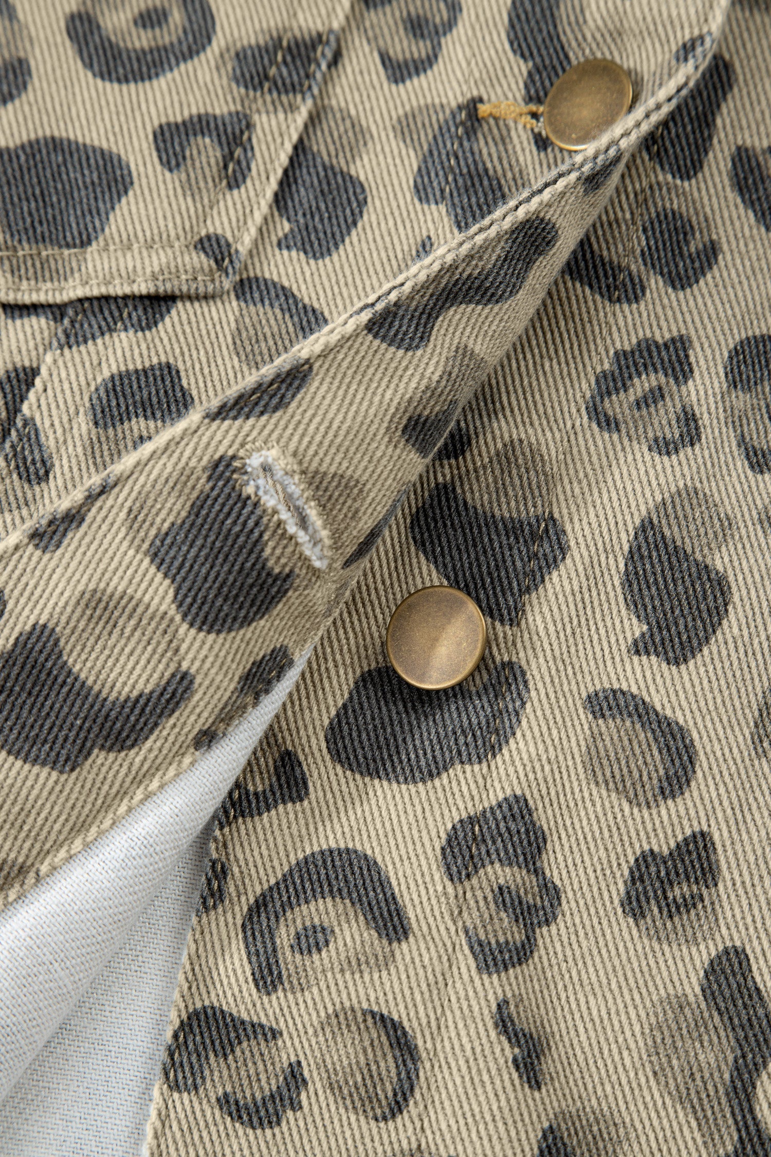 Retro Leopard Seam Button Down Denim Jacket