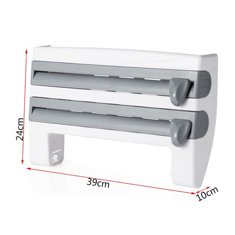 4-in-1 Wall Mounted Kitchen Roll Holder Dispenser for Foil and Film