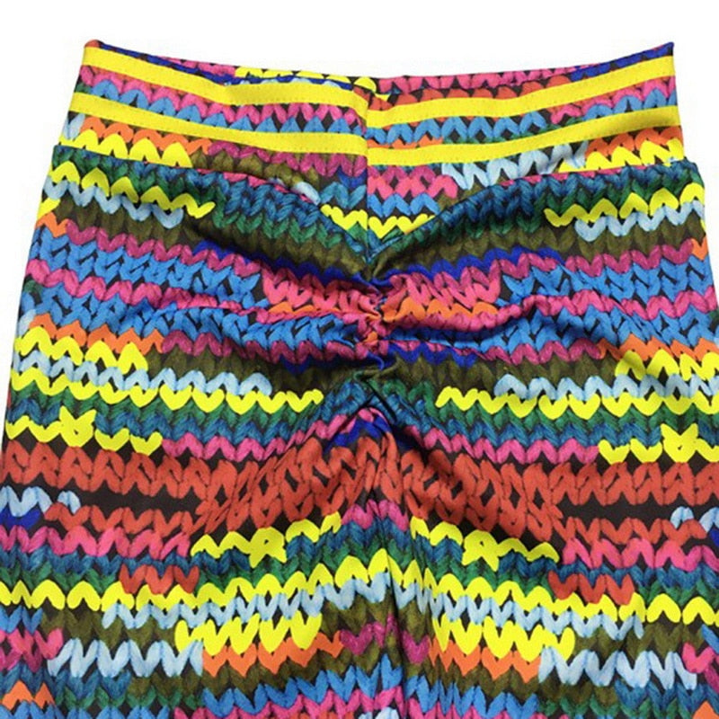Multicolor Knit Print High-Waist Performance Yoga Leggings - Image 6