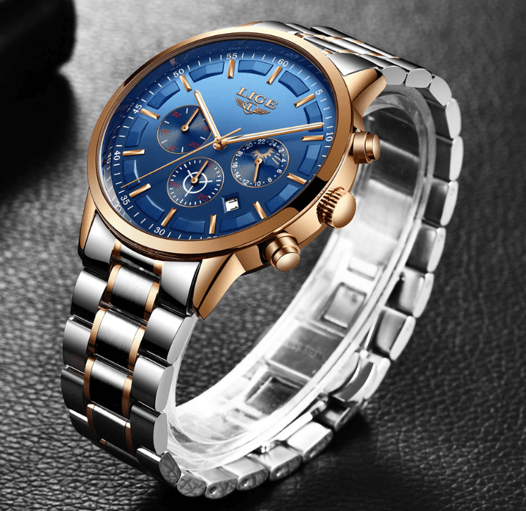 Men's Waterproof Chronograph Watch with Date Display & Luxury Dial